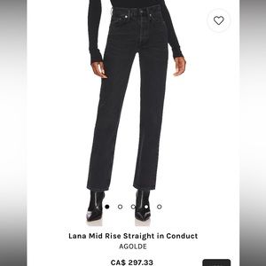 AGOLDE BLACK MID RISE LANA JEANS - SIZE 25